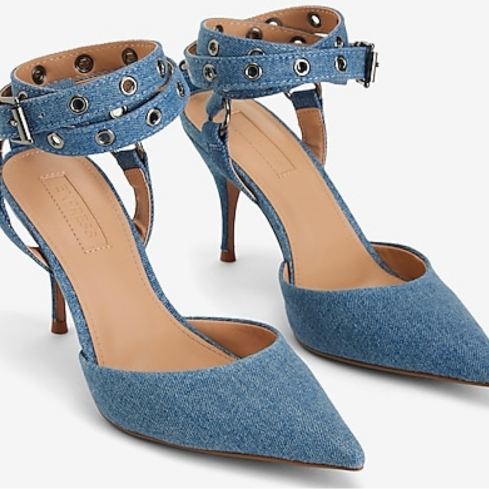 Brian Atwood Express grommet denim pumps